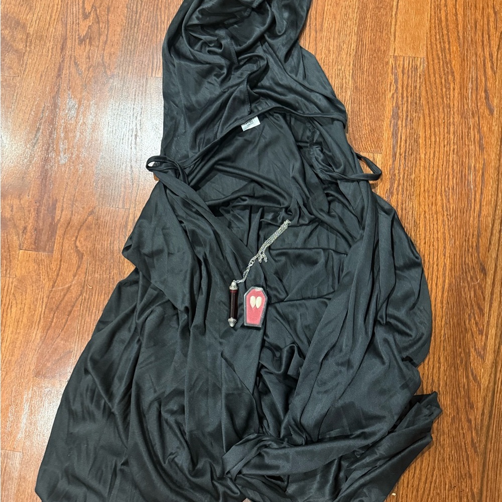 VAMPIRE Black Hooded Dress with Coffin Pendant